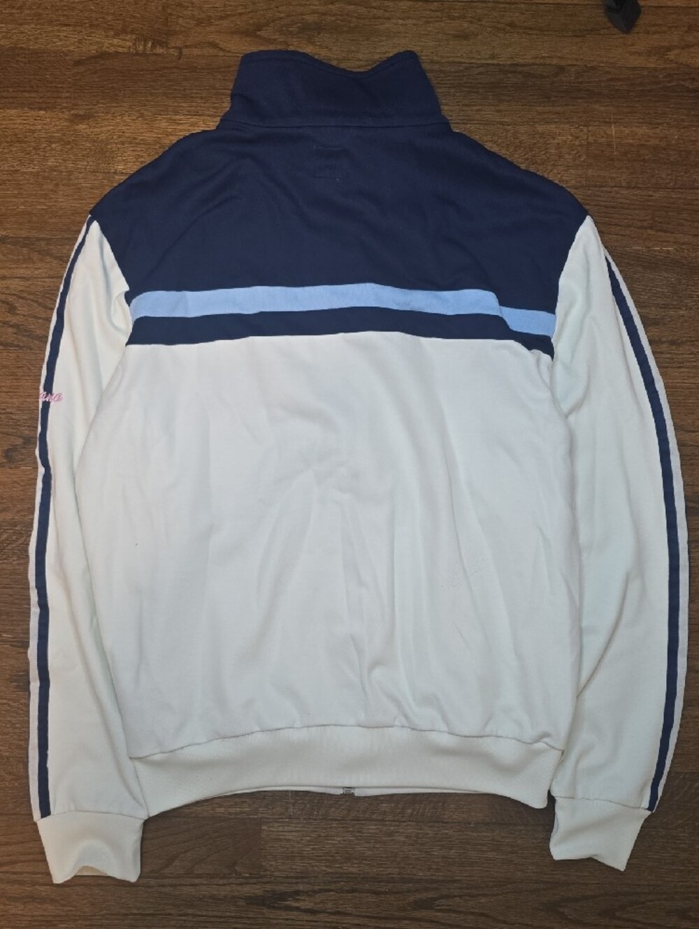 adidas White, Navy & Light Blue Zip-Up Track Jacket - Picture 3 of 3